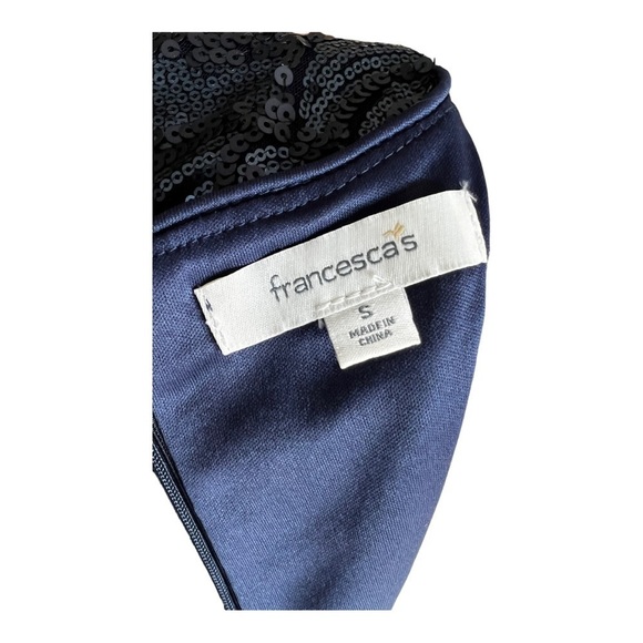 Francesca Women Sequin Dress S Blue Navy Beaded Short Sleeve Party Cocktail - Picture 8 of 12